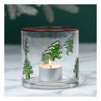 Christmas Tree Glass Tealight Holder 10cm