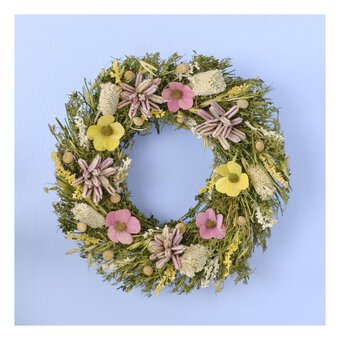 Pink and Yellow Dried Flower Wreath 25cm