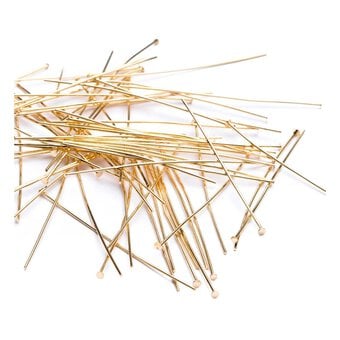 Beads Unlimited Gold Plated Headpins 50mm 20 Pack