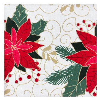 Red Poinsettia Cotton Fabric by the Metre