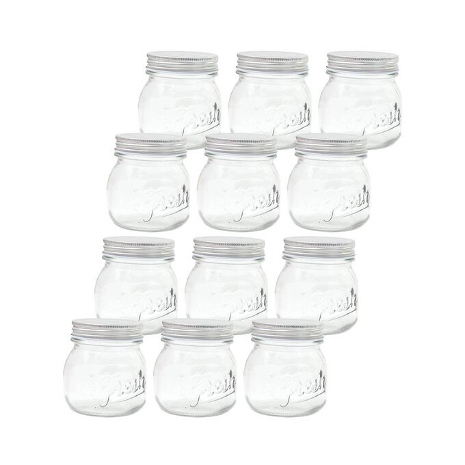Fresh Embossed Clear Glass Jars 320ml 12 Pack Bundle image number 1