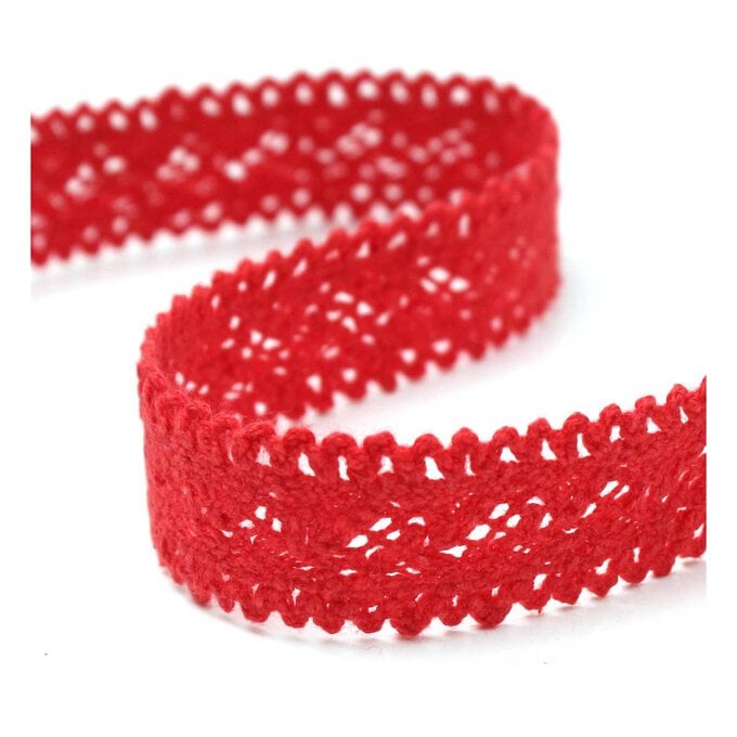 Red Cotton Lace Ribbon 18mm x 5m image number 1