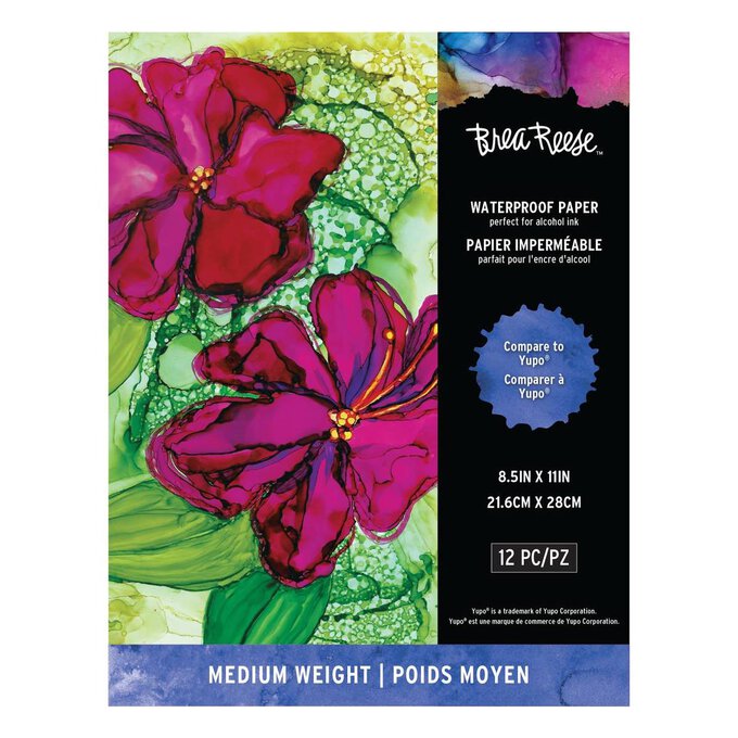 Brea Reese Waterproof Alcohol Ink Paper 8.5 x 11 Inches 12 Pack image number 1
