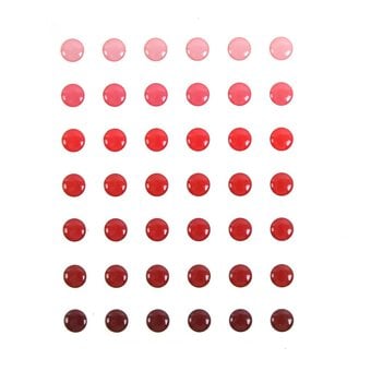 Mixed Red Adhesive Gems 10mm 42 Pack