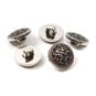 Hemline Silver Metal Patterned Button 5 Pack image number 1