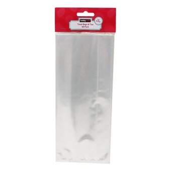 Clear Treat Bags with Ties 10 x 24cm 60 Pack
