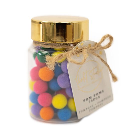 Violet Studio Bright Pom Poms Jar 75 Pack image number 1