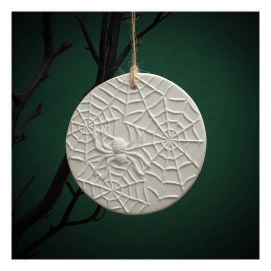Hanging Ceramic Spider&rsquo;s Web Decoration 9cm image number 1