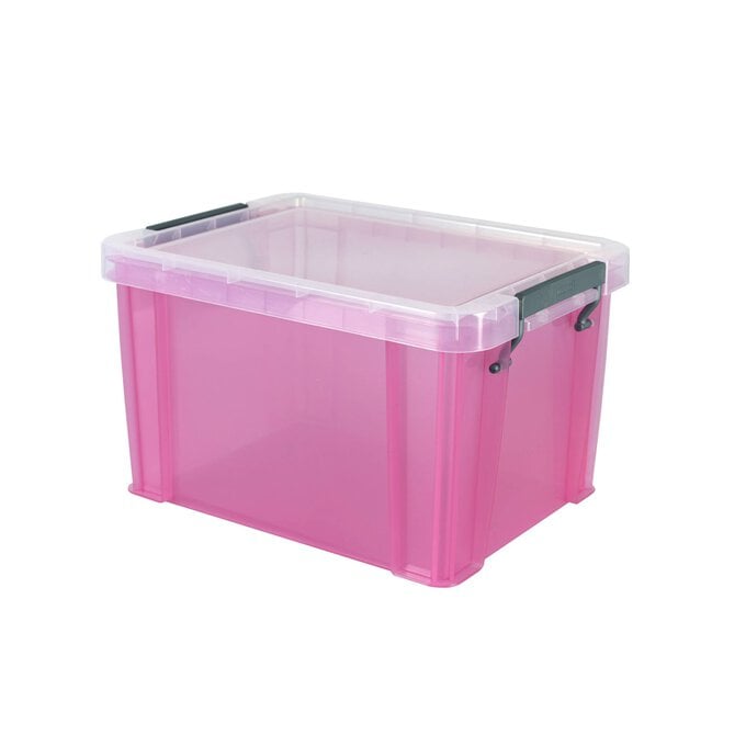 Whitefurze Allstore 5 Litre Transparent Pink Storage Box image number 1