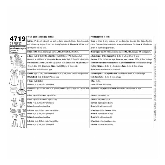 Simplicity Doll Clothing Sewing Pattern 4719 image number 2