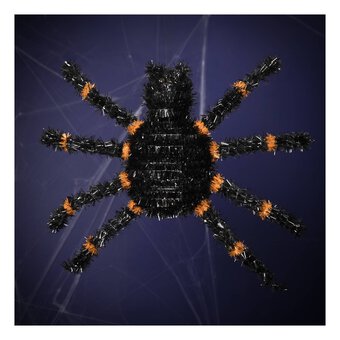 Black and Orange Tinsel Spider 47cm