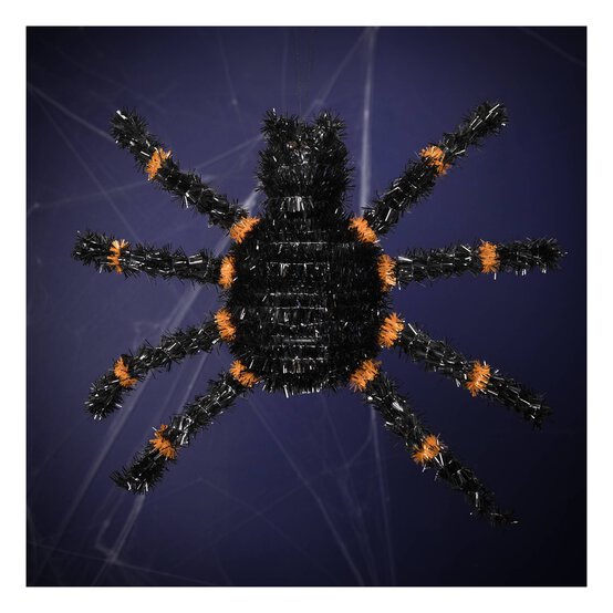 Black and Orange Tinsel Spider 47cm image number 1