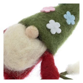Hanging Christmas Gnome Felted Decoration 12cm