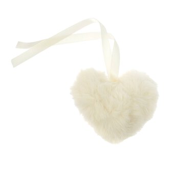 Cream Faux Fur Heart Pom 9cm