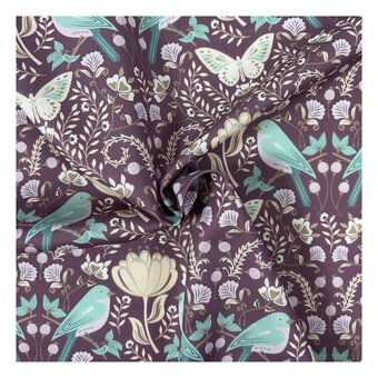WI Garden Delight Mauve Cotton Fabric by the Metre