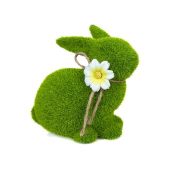 Faux Grass Bunny with Flower 14cm