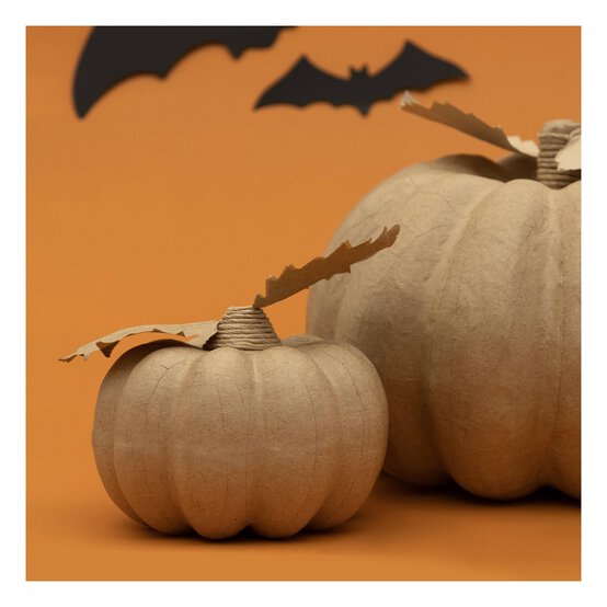 Mache Pumpkin with Leaves 13cm image number 3