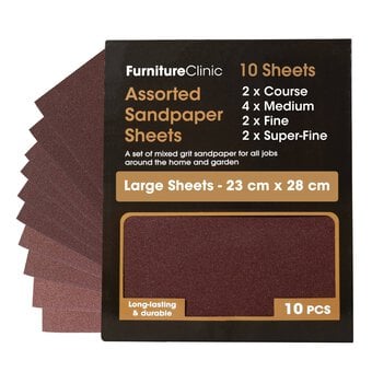 Furniture Clinic Assorted Sandpaper Sheets 23cm x 28cm 10 Pack