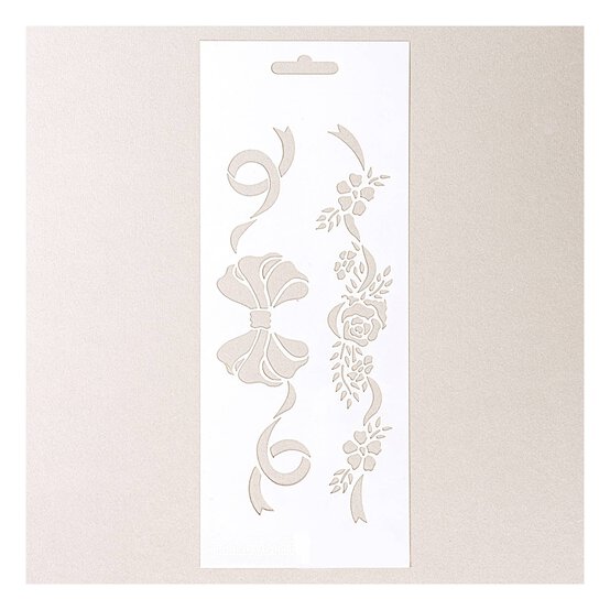 Rose and Bow Stencil 10cm x 25cm image number 1