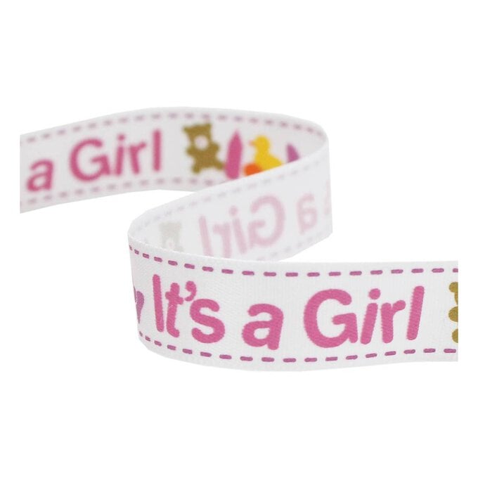 It's a Girl Satin Ribbon 12mm x 3.5m image number 1