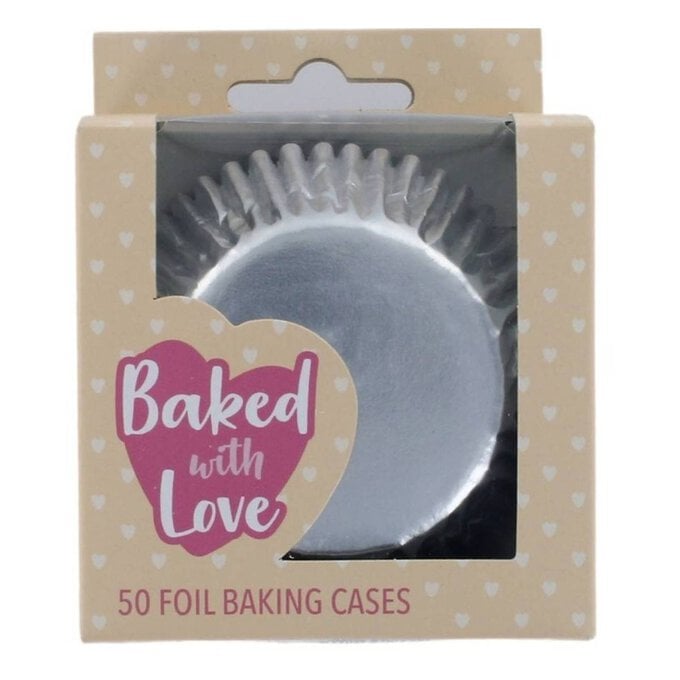 Baked With Love Silver Foil Cupcake Cases 50 Pack image number 1