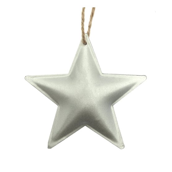 Hanging Silver Metal Star Decoration 9.5cm image number 1