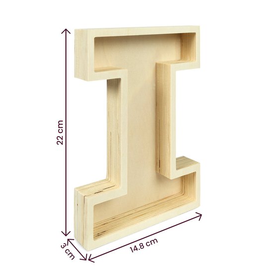 Wooden Fillable Letter I 22cm image number 4