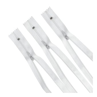 Valuecrafts White Zips 27cm 3 Pack