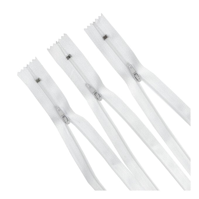 Valuecrafts White Zips 27cm 3 Pack image number 1