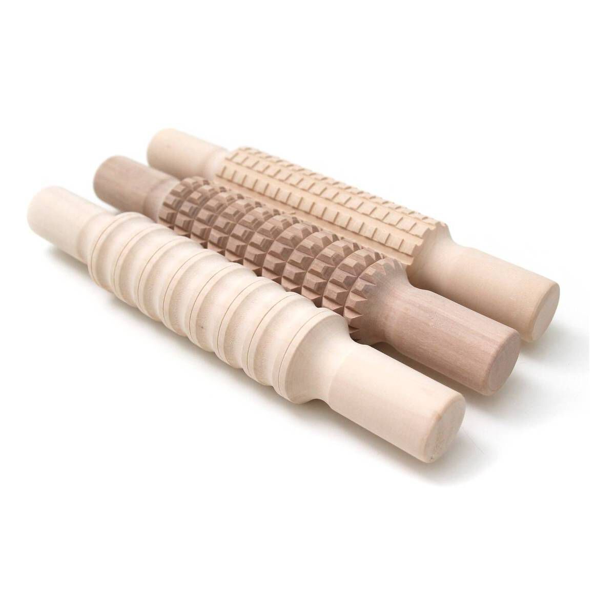 Wooden Textured Rolling Pins 3 Pack Hobbycraft