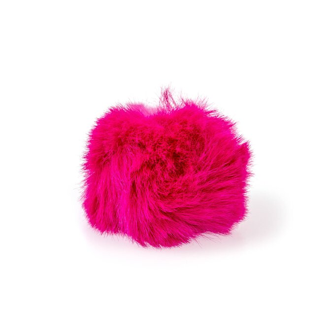 Bright Pink Faux Fur Pom Pom 6cm image number 1