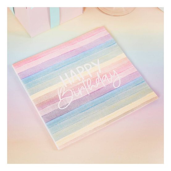 Eco Birthday Rainbow Napkins 16 Pack image number 2