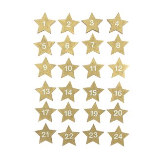 Gold Advent Star Stickers 24 Pack 