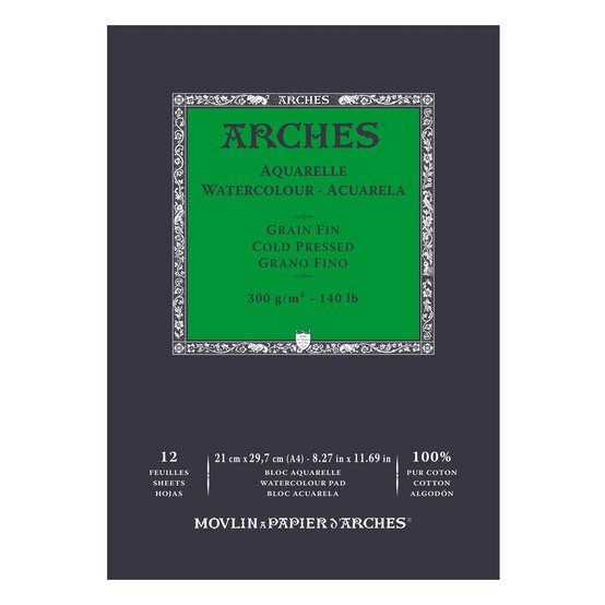 Arches Cold Pressed 300g Watercolour Paper A4 12 Sheets image number 1