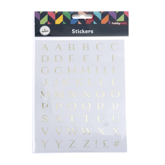White and Gold Foiled Letter Stickers 2 Sheets image number 4