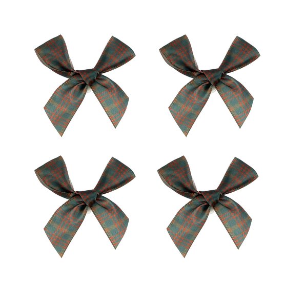 Green and Red Tartan Bows 4 Pack  image number 1