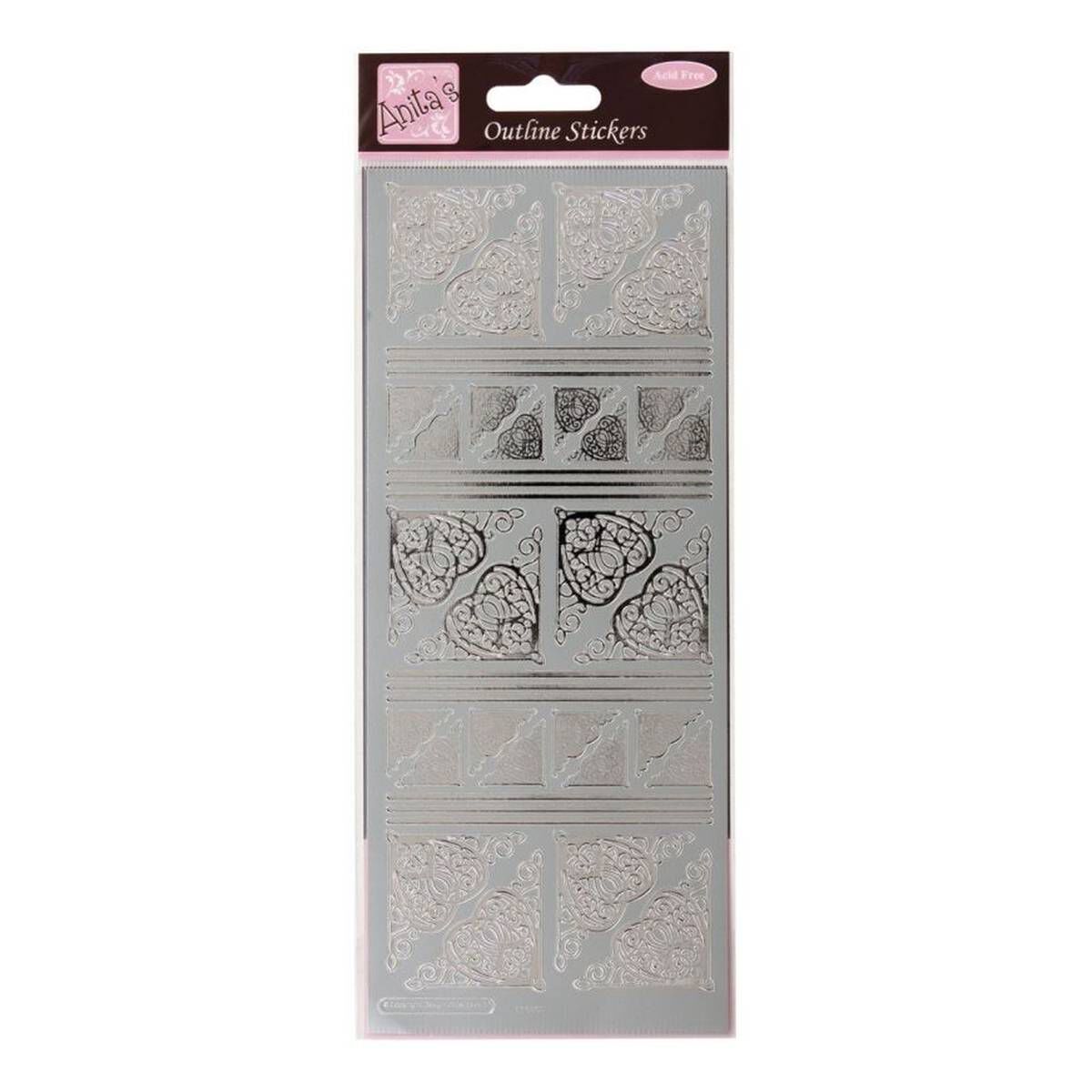 Outline Stickers Celtic Heart Corners Silver Hobbycraft