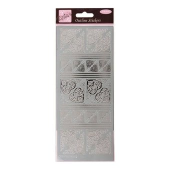 Outline Stickers Celtic Heart Corners Silver