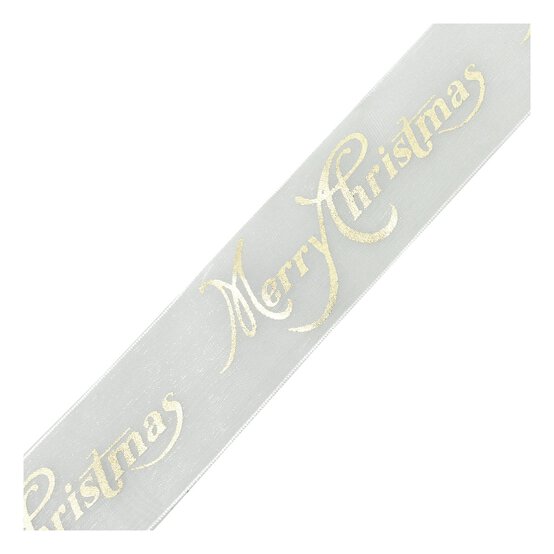 Merry Christmas Printed Organza Ribbon 32mm x 3m image number 3