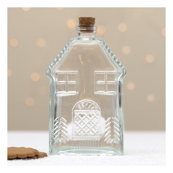 Glass Gingerbread House Jar with Cork image number 1