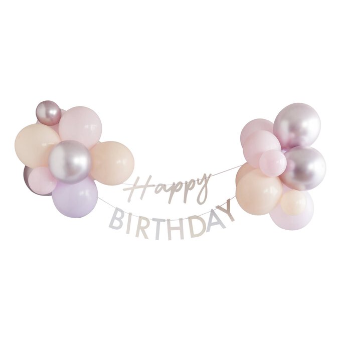 Ginger Ray Pastel Happy Birthday Balloon Bunting 1.5m Hobbycraft