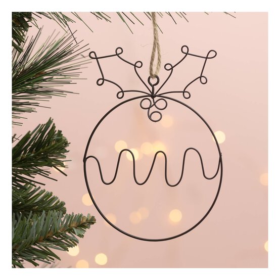 Christmas Pudding Wire Decoration 14cm image number 1