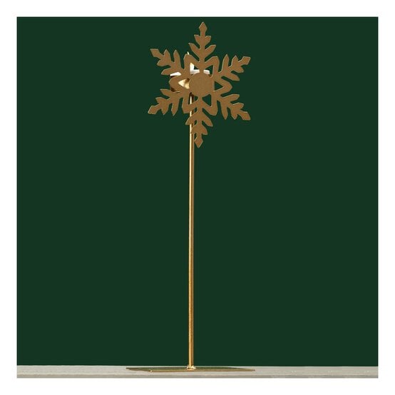 Gold Snowflake Candle Holder 31.5cm image number 1