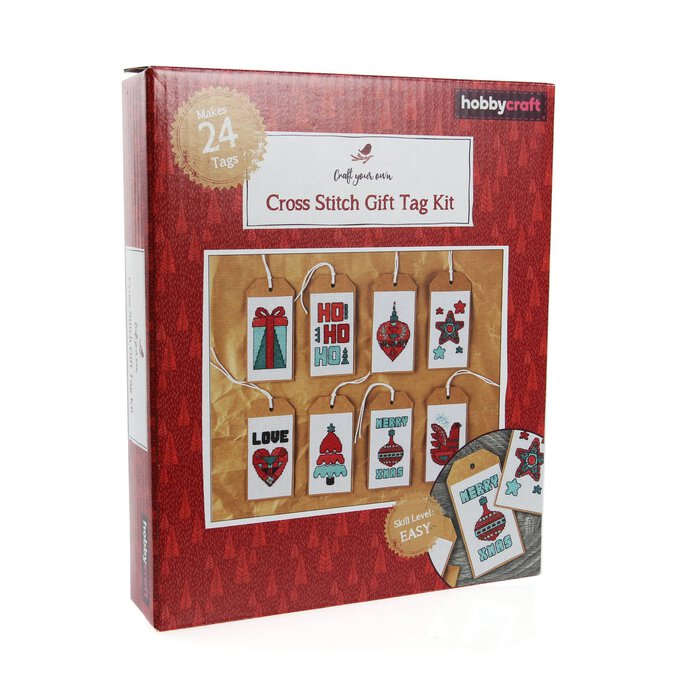 Christmas Cross Stitch Gift Tag Kit 24 Pack Hobbycraft