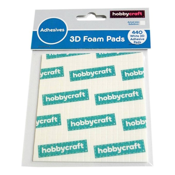 White Adhesive Foam Pads 5mm x 5mm x 2mm 440 Pieces Hobbycraft