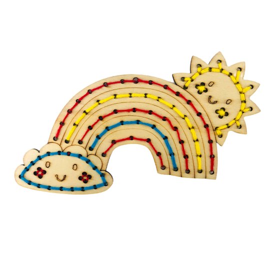 Rainbow Faces Wooden Threading Kit image number 1