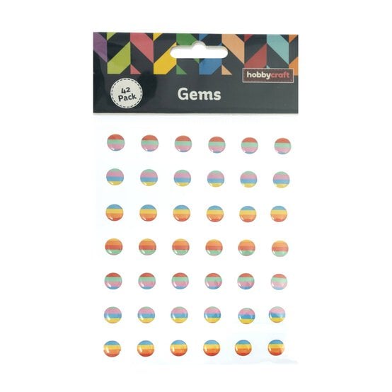 Adhesive Rainbow Stripe Gems 42 Pack image number 3