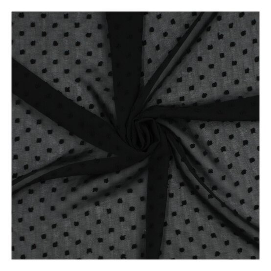 Black Spot Dobby Chiffon Fabric by the Metre image number 1