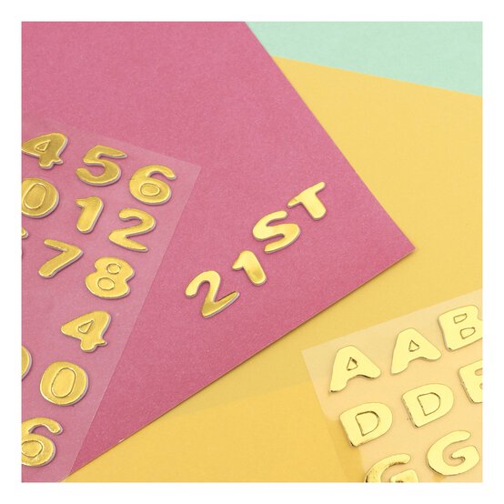 Gold Metallic Puffy Uppercase Alphabet Stickers 106 Pieces  image number 2