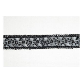 Black Embroidered Tulle Lace Trim by the Metre